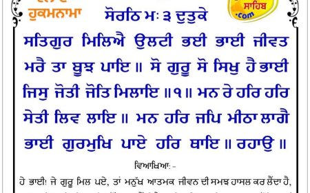 ਸ੍ਰੀ ਦਰਬਾਰ ਸਾਹਿਬ ਤੋਂ ਅੱਜ ਦਾ ਹੁਕਮਨਾਮਾ 31-8-25