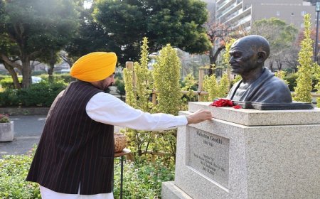 ਜਾਪਾਨ ਦੌਰੇ ‘ਤੇ CM ਮਾਨ, ਮਹਾਤਮਾ ਗਾਂਧੀ ਨੂੰ ਭੇਟ ਕੀਤੀ ਸ਼ਰਧਾਂਜਲੀ: ਜਾਪਾਨੀ ਕੰਪਨੀਆਂ ਨਾਲ ਕਰਨਗੇ ਮੀਟਿੰਗ