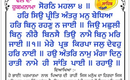 ਸ੍ਰੀ ਦਰਬਾਰ ਸਾਹਿਬ ਤੋਂ ਅੱਜ ਦਾ ਹੁਕਮਨਾਮਾ 29-12-2025