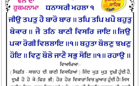ਸ੍ਰੀ ਦਰਬਾਰ ਸਾਹਿਬ ਤੋਂ ਅੱਜ ਦਾ ਹੁਕਮਨਾਮਾ 13-02-2026