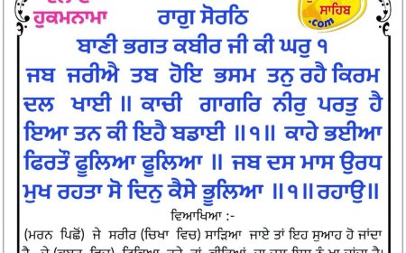 ਸ੍ਰੀ ਦਰਬਾਰ ਸਾਹਿਬ ਤੋਂ ਅੱਜ ਦਾ ਹੁਕਮਨਾਮਾ 22-06-2026