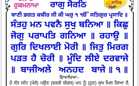ਸ੍ਰੀ ਦਰਬਾਰ ਸਾਹਿਬ ਤੋਂ ਅੱਜ ਦਾ ਹੁਕਮਨਾਮਾ 29-06-2026
