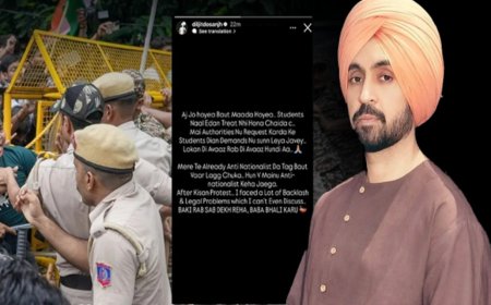 ਦਿੱਲੀ ‘ਚ ਲਾਠੀਚਾਰਜ ਮਗਰੋਂ ਦਿਲਜੀਤ ਦੁਸਾਂਝ ਨੇ ਪਾਈ ਪੋਸਟ, ਕਿਹਾ-‘ਵਿਦਿਆਰਥੀਆਂ ਨਾਲ ਜੋ ਹੋਇਆ ਬਹੁਤ ਮਾੜਾ ਹੋਇਆ’